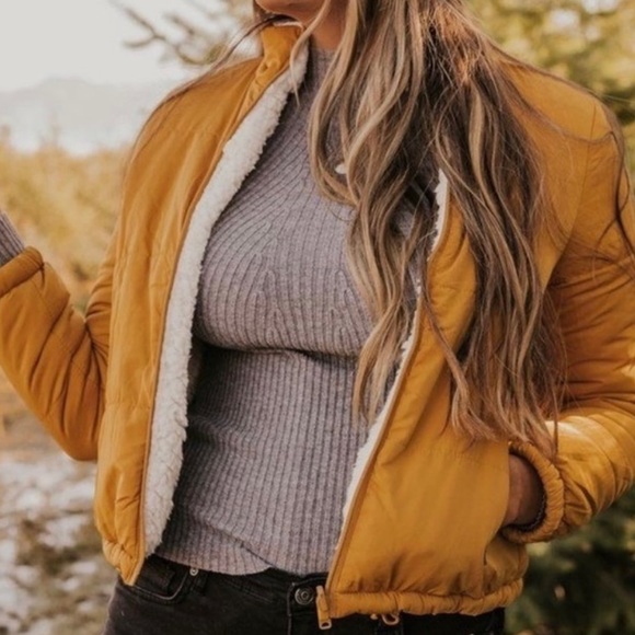 Roolee Jackets & Blazers - ROOLEE "Into The Forest" Reversible Sherpa/Puffer Mustard Yellow Jacket - S